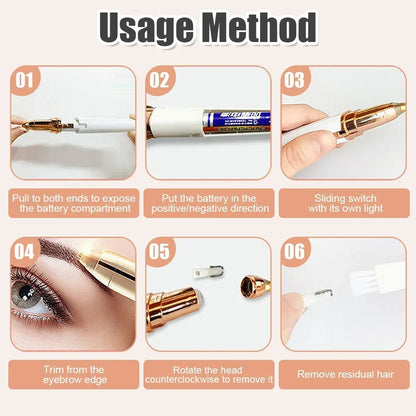 Portable Electric Eyebrow Trimmer Facial Hair Remover For Ladies